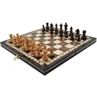 OEM Schach-Dame-Set, Holz, aufklappbar, 35x35 cm, 24+32 Steine