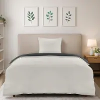 Trankielo – Bettbezug-Set, 135x200 cm – Dunkelgrau/Hellgrau – Mikrofaser – Inklusive Kissenbezug
