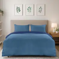 Trankielo - Bettbezug für Steppdecke, 200x200 cm - Dunkelblau und Hellblau - Mikrofaser, mit Reißverschluss
