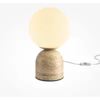 Maytoni Tischleuchte Tavo, beige, Stein/Glas, Höhe 25 cm