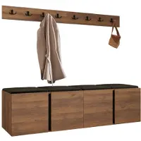 Mirjan 24 Garderoben-Set Orion VII, Garderobe mit Sitzbank mit 4 x Wandpanel 42x42 (Farbe: Nuss Warmia, Polo 877)