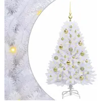vidaXL Künstlicher klappbarer Weihnachtsbaum Weiß 120 cm PVC und Stahl