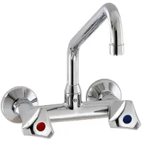 Kbs Mischbatterie mit Schwenkhahn 1/2 Zoll Wasseranschluß Zweiloch Wandmontage