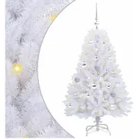 vidaXL Künstlicher klappbarer Weihnachtsbaum Weiß 120 cm PVC und Stahl