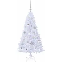 vidaXL Künstlicher Weihnachtsbaum Weiß 120 cm PVC und Stahl