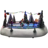 Konstsmide Weihnachtsdekoration, LED Szenerie "Eisbahn",23 bunte Dioden, Musik, bewegende Figuren, Batteriebetrieb o. USB, Innenbereich
