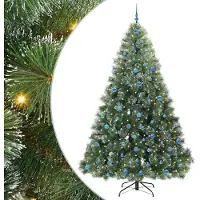 vidaXL Künstlicher Weihnachtsbaum mit 300 LEDs Grün 240 cm PE und PVC