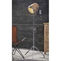 MSZ Design Zijlstra Stativ-Stehleuchte KAP 184, Gestell Vintage Grey Schirm aus Mangoholz