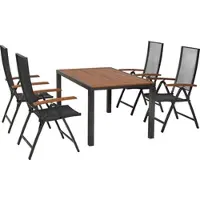 Merxx Garten-Essgruppe "Thasos", braun (garphit, graphit, graphit), B:59,7cm H:114cm T:64,5cm, Aluminium, Sitzmöbel-Sets, Garten-Essgruppe, inkl. 4 Klappsessel, 1 Tisch