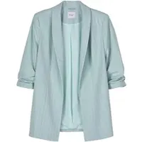 Sheego Blusenblazer "Blazer Blazer mit Nadelstreifen und 3/4-Arm", Damen, Gr. 58, blau (kalkmint, ecru, gestreift), Modisch, Blazer Blusenblazer