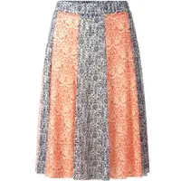 HEINE Schlupfrock "Druck-Rock Bahnenrock in Mesh-Qualität", Damen, Gr. 36, orange, taubenblau, bedruckt, Netz, , Modisch, Röcke Schlupfrock