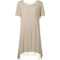HEINE Sommerkleid "Kleid Sommerkleid im Lagen-Look", Damen, Gr. 38, N-Gr, schlamm, Modisch, Rundhals, Kleider Sommerkleid