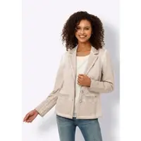 HEINE Sweatblazer "Sweatblazer Sweatblazer mit Ziersteinen", Damen, Gr. 38, beige, Sweatware, , Modisch, Blazer Sweatblazer