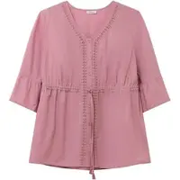 Sheego Longbluse "Tunika Tunika mit Bindebändern", Damen, Gr. 54, rosa (altrosa), Modisch, V-Ausschnitt, Blusen Longbluse