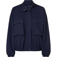 HEINE Shirtjacke "Jersey-Jacke Sweatjacke mit Blasebalg-Taschen", Damen, Gr. 38, blau (marine), Modisch, Shirts Shirtjacke