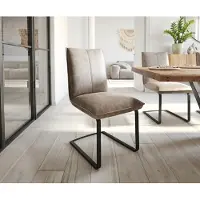 DELIFE Freischwinger Lelio-Flex Mikrofaser Taupe Vintage Freischwinger flach Schwarz Taschenfederkern