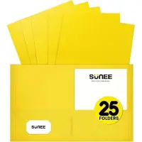 Famanu Mappen Set 25 Stück – Gelb, mit Doppel-Fächern für A4 Papier