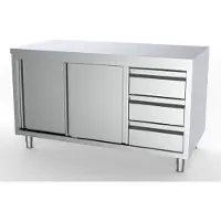 CombiSteel Arbeitsschrank mit 2 Türen 3 Schubladen aus Edelstahl s 2000x700x850mm