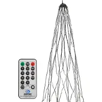 ECD-Germany LED Lichterkette Fahnenmast Weihnachtsbeleuchtung Außen Fahnenstange Weihnachtsbaum Beleuchtung 4m 726 LED Warmweiß Timer Fernbedienung