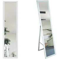 Merkloos Standspiegel Ankleidespiegel Ganzkörperspiegel - 155 x 35 cm - MDF - Weiß Rustikal - Für Flur und Schlafzimmer