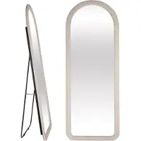 Merkloos Ankleidespiegel Standspiegel Ovalspiegel - Samt-Optik - 60 x 160 cm - Weiß