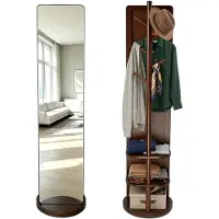 Merkloos Standspiegel Ganzkörperspiegel Garderobenspiegel - 3 mm HD-gehärtetes Glas - Massivholzrahmen - 360° drehbar
