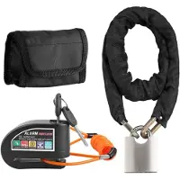 Merkloos Fahrradschloss Motorradschloss Scheibenbremsschloss - Kettenschloss mit Alarm - 75 x 47 x 17 mm - Orange Erinnerungsseil 1,2 m - Schwarz