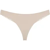 Triumph Slip "Pretty Modal String", Damen, Gr. XS, beige (satin cream), Jersey, Obermaterial: 91% Modal, 9% Elasthan, Unterhosen Slip, mit Stretchspitze