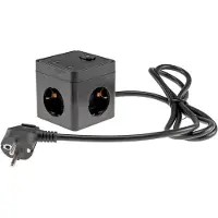 Chilitec Steckdosen-Würfel mit USB-Ladebuchsen USB-A /USB-C,3-fach 1,5m Kabel schwarz