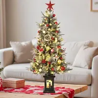 OEM Kunst-Weihnachtsbaum 125 cm, 150 LEDs, warmweiß/bunt, Schneeeffekt, 9 Modi
