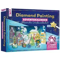 Generisch Diamond Painting Adventskalender Glitzerndes Weihnachtsdorf Mit Material und Werkzeug für 24 Aufsteller Aufstellwand Werkzeug und 1200 Diamanten aus Glas