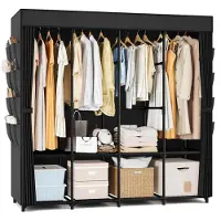 OEM Freistehender Kleiderschrank aus Stoff, 170x45x167 cm, schwarz