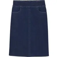 Sieh an! Jeansrock SIEH AN "Jeans-Rock Jeansrock mit hoher Bundpatte", Damen, Gr. 38, blau, stone, washed, Denim/Jeans;Twill, , Sportlich, Röcke Jeansrock, mit Taschen, in A-Linie