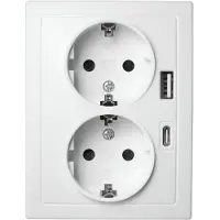 McPower Schutzkontakt-Steckdose Flair 2-fach 250V/16A USB-A+C PD20W weiß