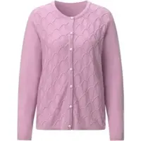 Witt Weiden Strickjacke WITT "Strickjacke Strickjacke mit Rauten-Muster", Damen, Gr. 38, rosa (rosé), Basic, Rundhals, Strickjacken Strickjacke
