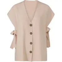 HEINE Strickweste "Strickweste Strickweste seitlich offen", Damen, Gr. 40, beige (elfenbein), Modisch, V-Ausschnitt, Westen Strickweste