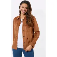 Witt Lederimitat-Blazer "Lederimitat-Blazer Lederimitat-Blazer mit Schultersattel", Damen, Gr. 42, braun (cognac), Sportlich, Blazer Lederimitat-Blazer