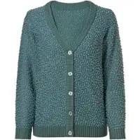 Sieh an! Cardigan SIEH AN "Cardigan Cardigan aus Effektgarn", Damen, Gr. 52, grün (jade), Strick, , Sportlich, V-Ausschnitt, Strickjacken Cardigan