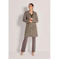 MADELEINE Strickjacke "Strickjacke Strickmantel mit Alpaka", Damen, Gr. 40/42, braun (trüffelbraun, melange), Modern, comfort fit, Strickjacken Strickjacke