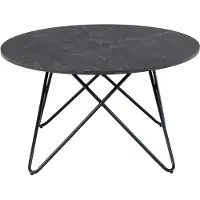Actona Couchtisch GROUP "Wyre", schwarz, B:80cm H:45cm T:80cm, Tische, Couchtisch, rund, schwarzer Marmor-Look, schwarzer Stahldrahtfuß, T: 80 cm
