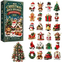Generisch Adventskalender 2026 24 Stück 3D Mini Weihnachtsbausteine Aufhängen 1Set Einheitsgröße 1 Set