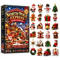 Generisch 3D 24-Tage Weihnachts Brick Ornament Adventskalender 24 Bausets Zum Hängen Einheitsgröße O
