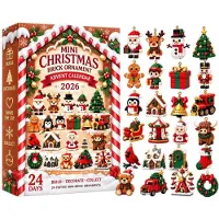 Generisch 3D 24-Tage Weihnachts Brick Ornament Adventskalender 24 Bausets Zum Hängen Einheitsgröße G