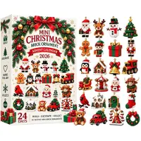 Generisch 3D 24-Tage Weihnachts Brick Ornament Adventskalender 24 Bausets Zum Hängen Einheitsgröße E