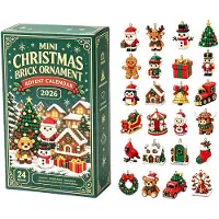 Generisch 3D 24-Tage Weihnachts Brick Ornament Adventskalender 24 Bausets Zum Hängen Einheitsgröße A