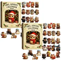 Generisch 3D Eulen-Adventskalender Geschenke mit Mini-Eulenfiguren Rot-2 stk