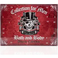 Accentra Pflege Adventskalender 2026 für Männer mit 24 Pflegeprodukten im Totenkopf Design Herren Weihnachtskalender zur Körperpflege mit Duschgel OLD SKULL