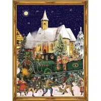 Richard Sellmer Verlag Nostalgischer Adventskalender Weihnachtskalender für Kinder und Erwachsene mit Glitzer Weihnachtszug