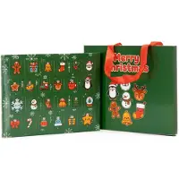 Springos Adventskalender Kinder 22 Charms und 2 Armbändern DIY 24 TÜRCHEN SCHMUCKÜBERRASCHUNGEN rot grün gold weiß Säckchen mit aufgenähten Zahlen