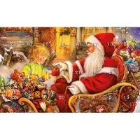Krebs Weihnachtsdeko Baumschmuck Adventskalender 24 Anhänger aus Motiv Größe der Anhänger ca 3 cm Weihnachtsmann mit Kind